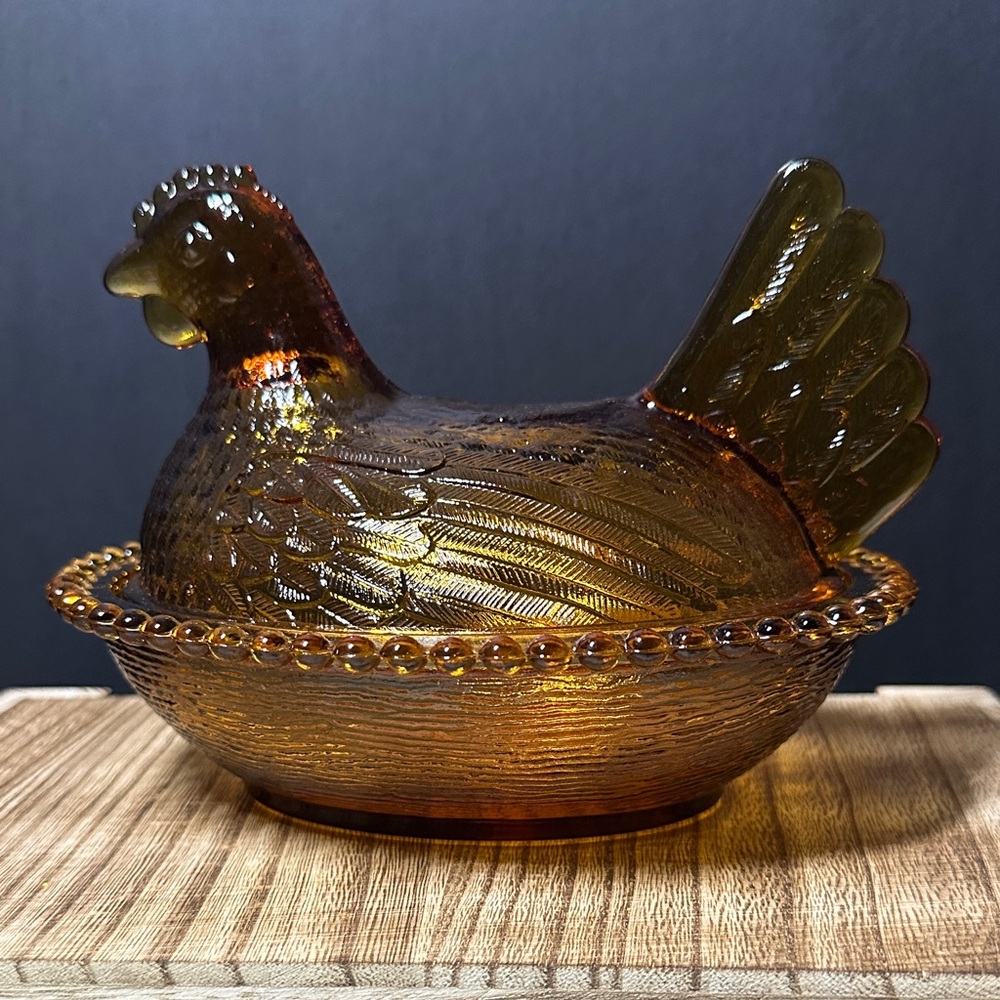 Indiana Amber Hen on nest